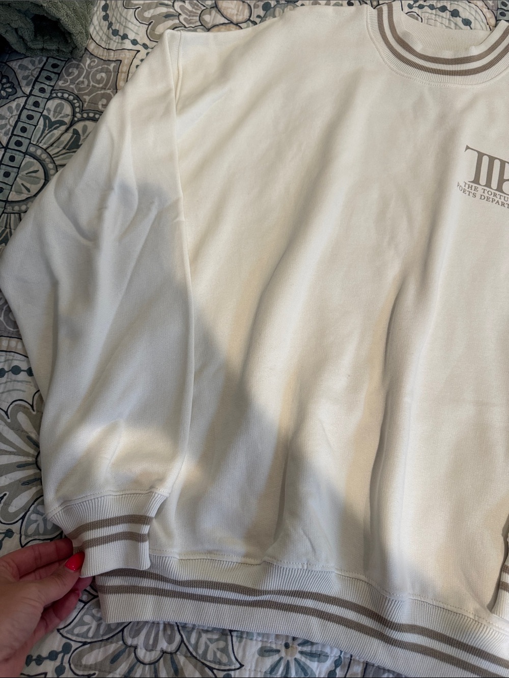 Taylor Swift TTPD Cream Sweatshirt with Tan Trim - Picture 4 of 6